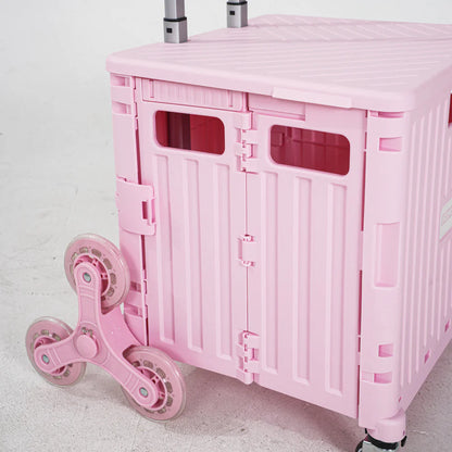 Camping storage box, a collapsible rolling cart with durable wheels for outdoor enthusiasts