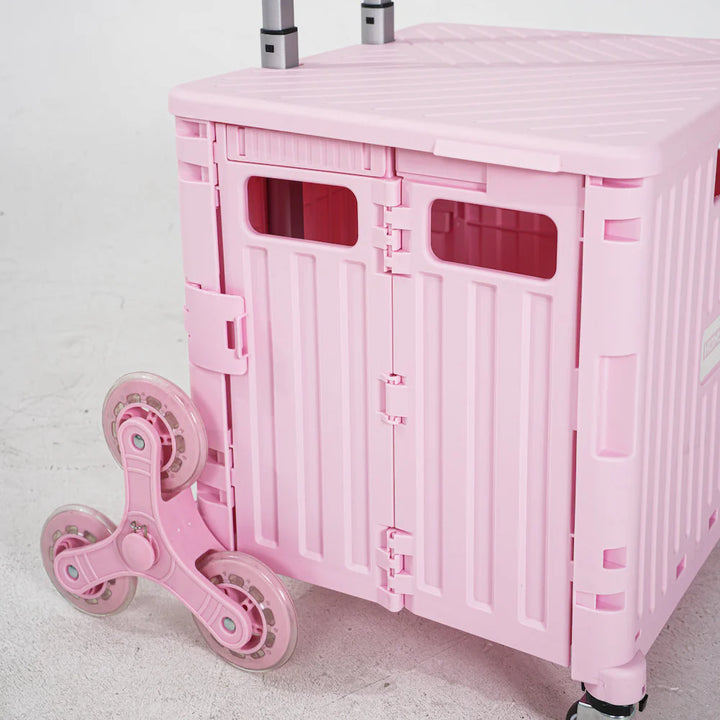 Camping storage box, a collapsible rolling cart with durable wheels for outdoor enthusiasts