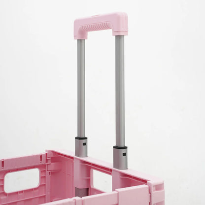 Robust rolling storage crate, collapsible & equipped with stair climber wheels for tough terrain
