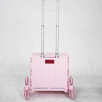 Camping storage solution: collapsible rolling crate with swivel wheels for convenient packing
