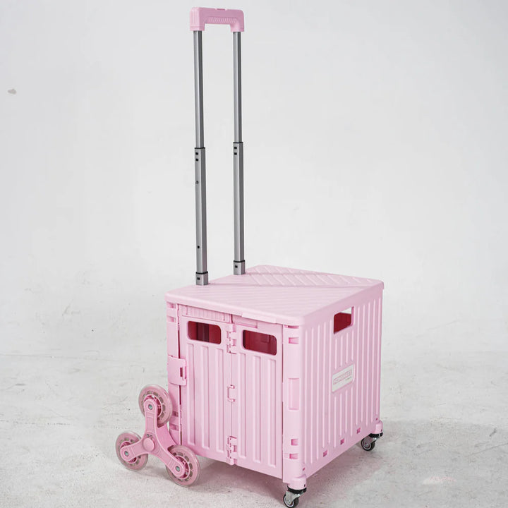 Folding utility cart with durable wheels, a portable and versatile storage box for any task