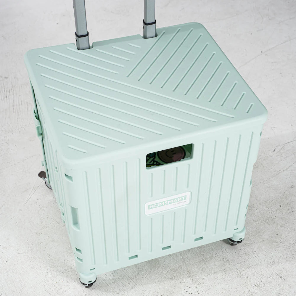 Sturdy collapsible rolling crate, with options for swivel or stair climbing wheels for all terrain
