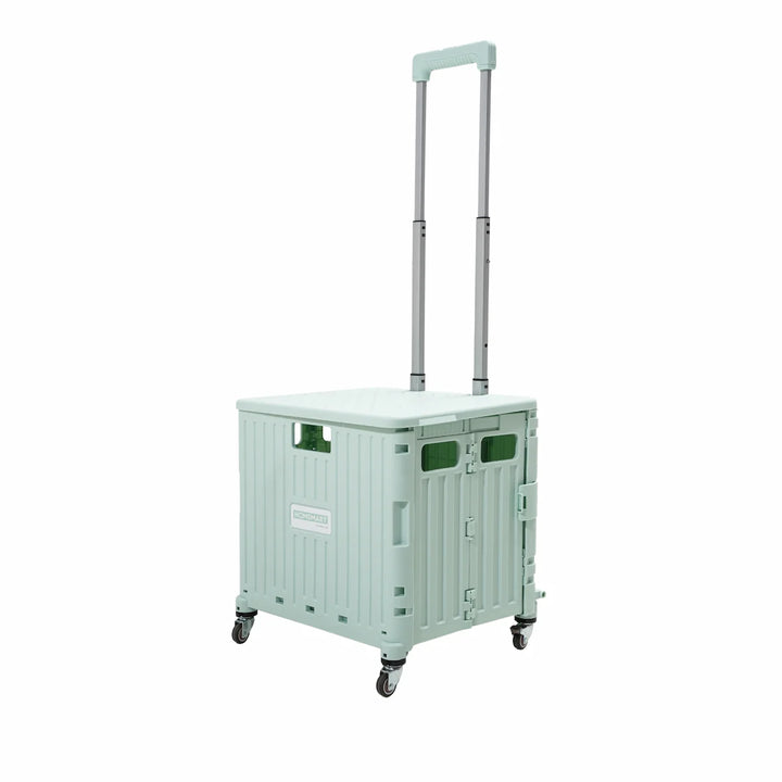 Heavy-duty rolling storage crate, collapsible for ultimate convenience, with stair climber wheels