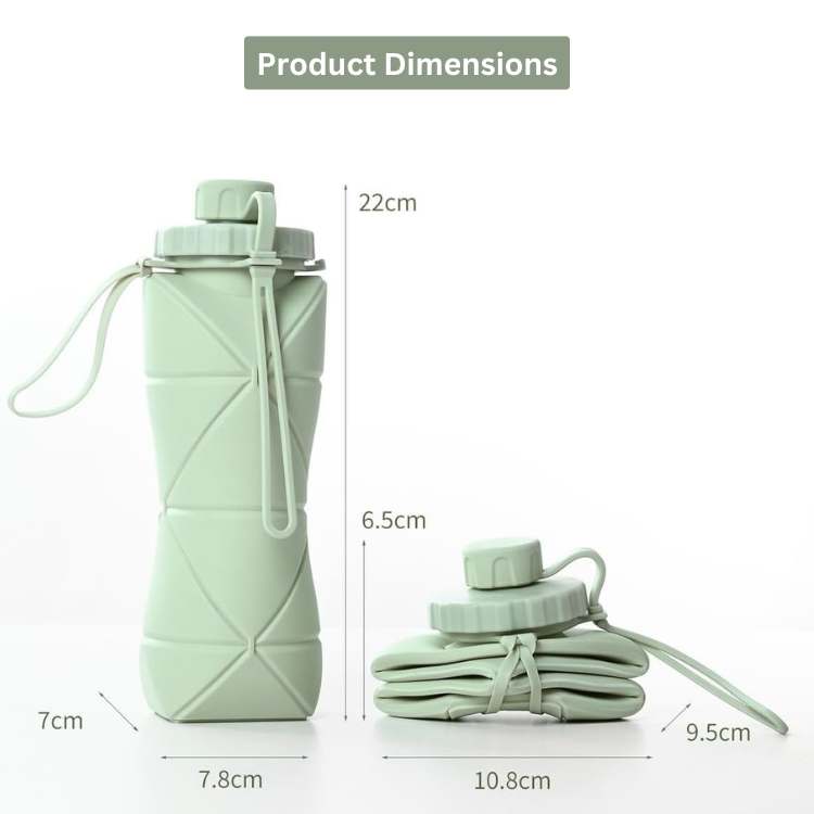 Eco-friendly collapsible bottle, vibrant silicone design, leak-proof for on-the-go hydration.