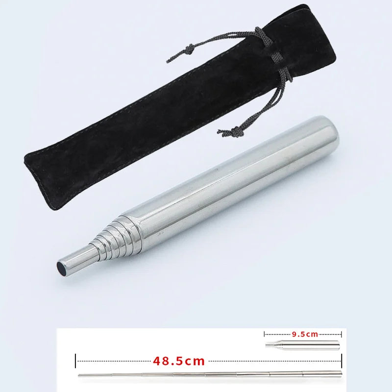 Group of collapsed stainless steel fire bellows, perfect fire starters for camping and adventures