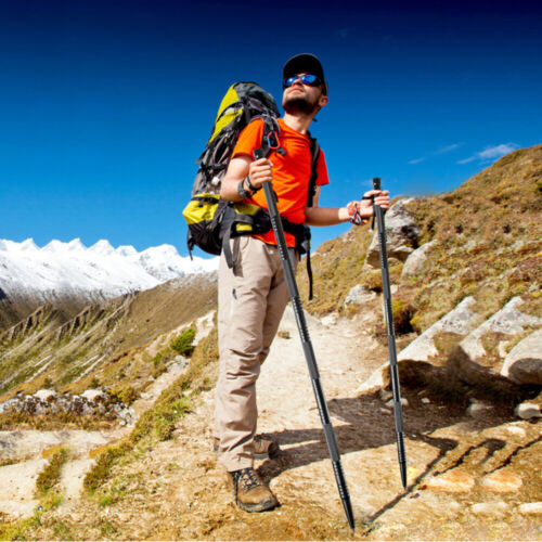 Adjustable height trekking pole, a versatile self-defense cane for outdoor enthusiasts