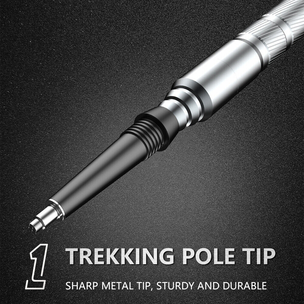 Ergonomic handle of a black tactical hiking pole, ideal for adventure gear