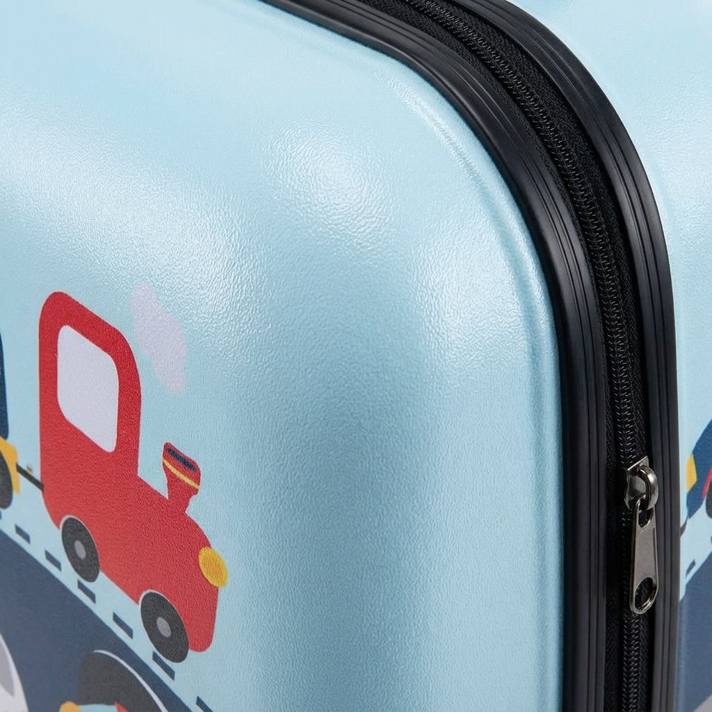 Full 5-piece kids' adventure gear set with hardshell luggage, backpack, and travel accessories for all children.