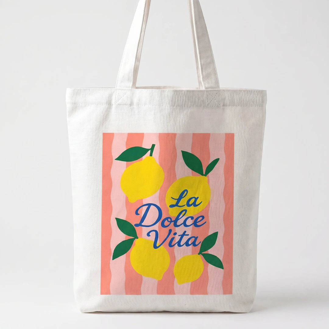 Casual printed women's shoulder tote bag, shown open to reveal its spacious interior.