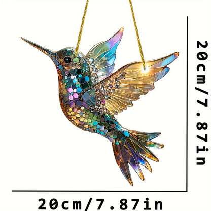 Elegant cardinal bird stained glass suncatcher window hanging decor. Vibrant home accent & gift idea.