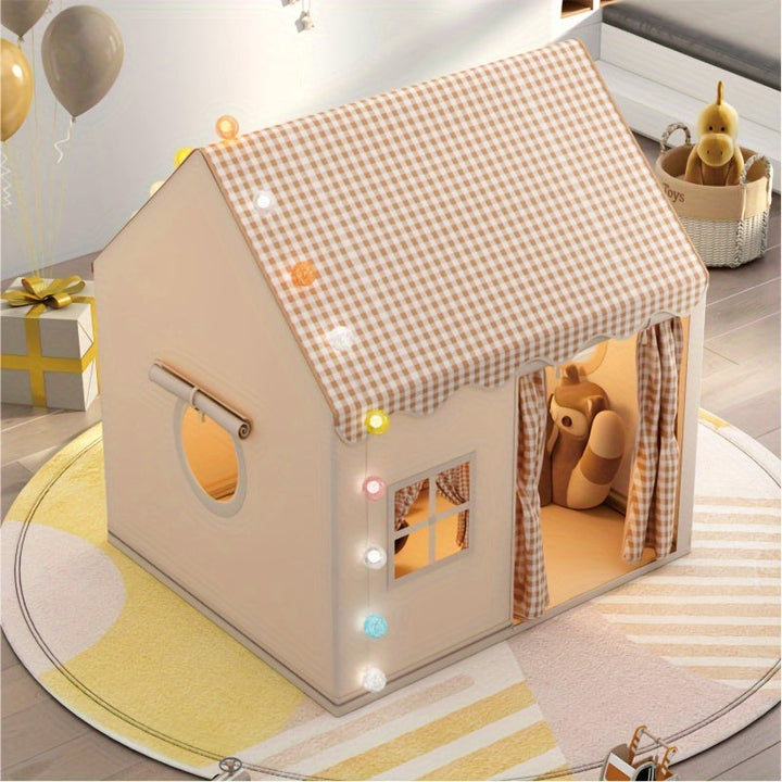 Vibrant outdoor play tent for kids. Portable children's playhouse for backyard adventures & imaginative fun.