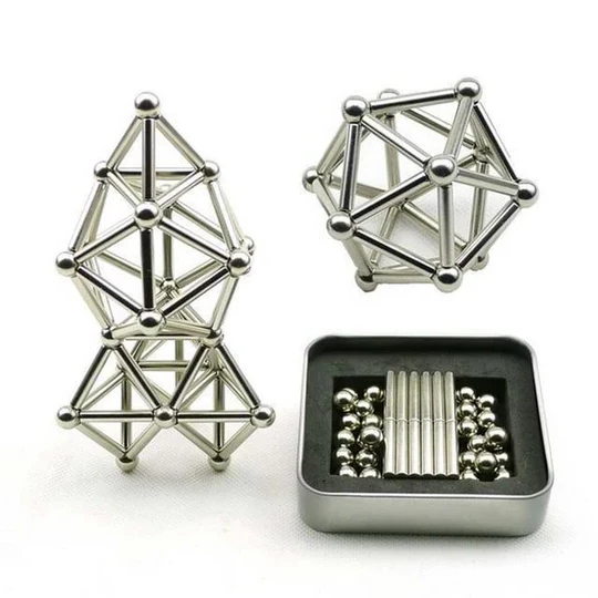 Colorful magnetic building sticks & balls set for kids. Educational STEM construction toy for creative play & learning.