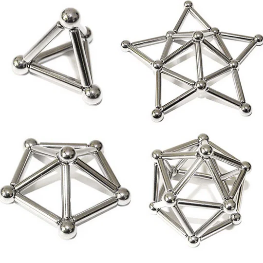 Kids' magnetic construction toy set with sticks & balls. Promotes creative thinking & STEM skills. Ideal learning gift.