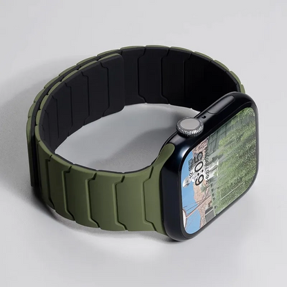 Waterproof silicone smartwatch strap with magnetic closure, ideal replacement band for active lifestyles.