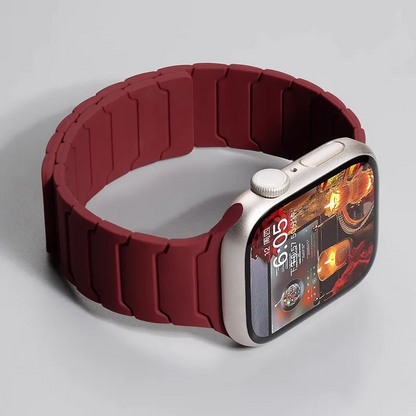 Magnetic silicone smartwatch replacement band, waterproof & comfortable, perfect for daily use.