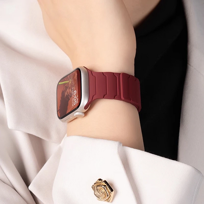 Comfortable silicone smartwatch strap, adjustable with magnetic clasp for secure, all-day wear.