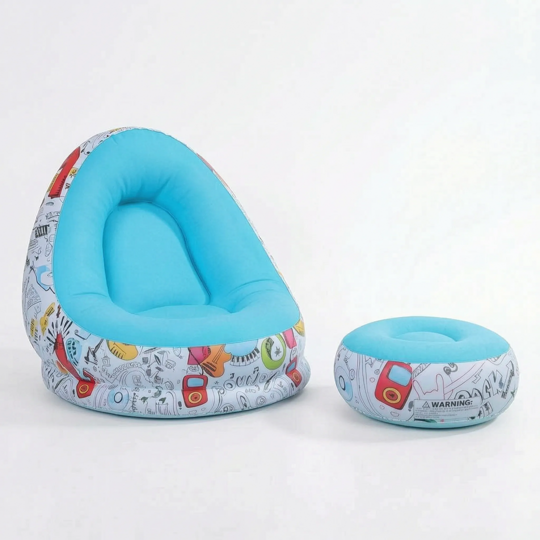 Modern inflatable lounge chair & footrest, portable outdoor furniture for home comfort, air chair.