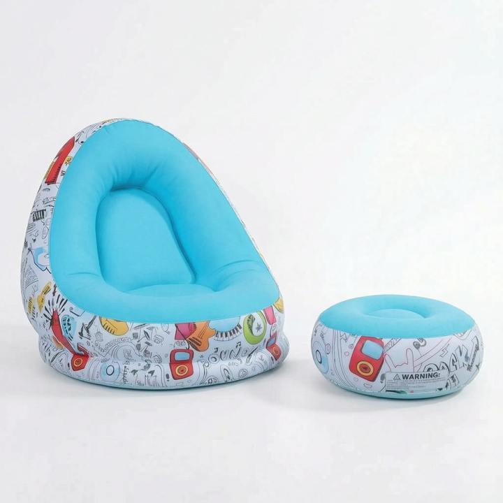 Modern inflatable lounge chair & footrest, portable outdoor furniture for home comfort, air chair.