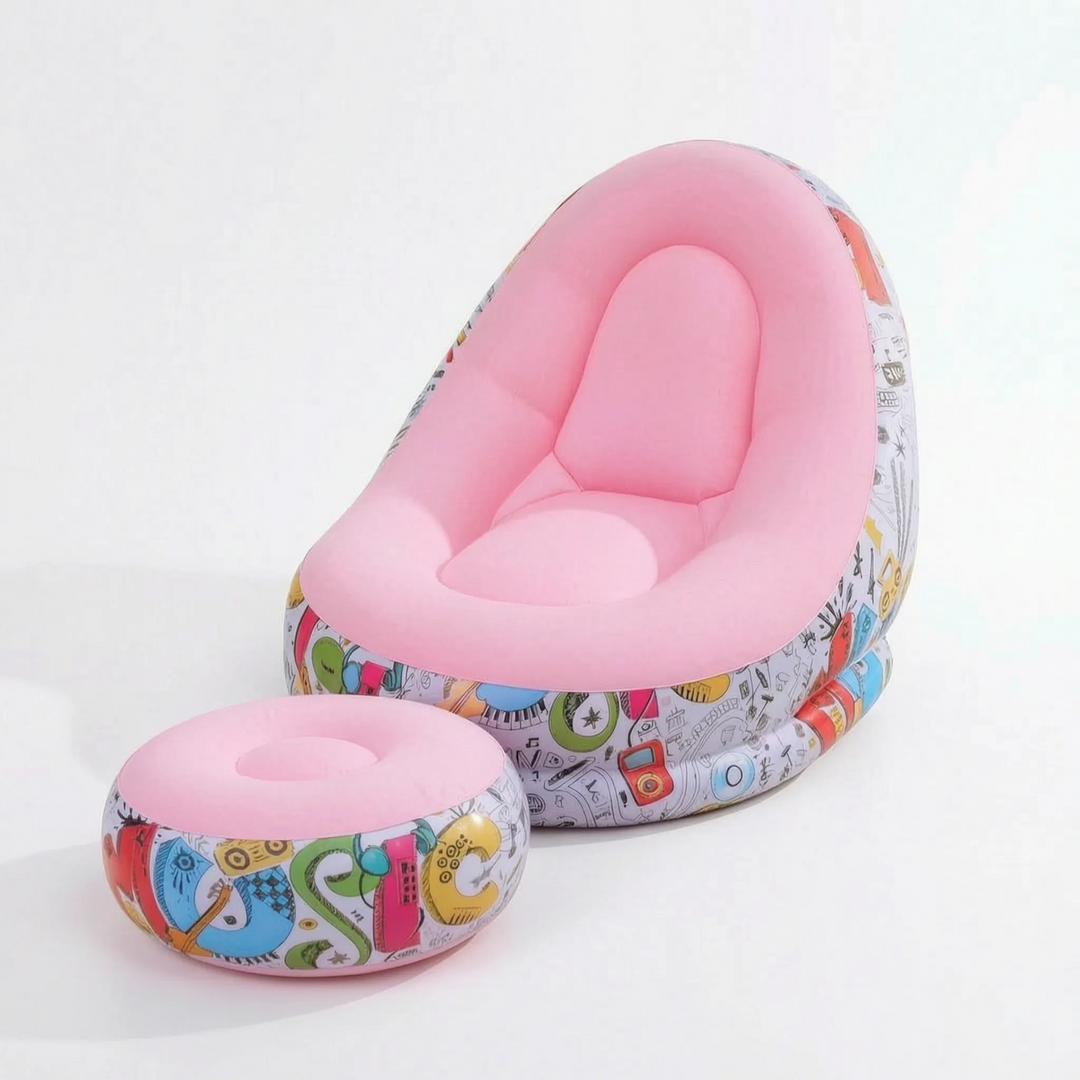 Enjoy ultimate relaxation with this comfortable inflatable lounge chair and footrest set.