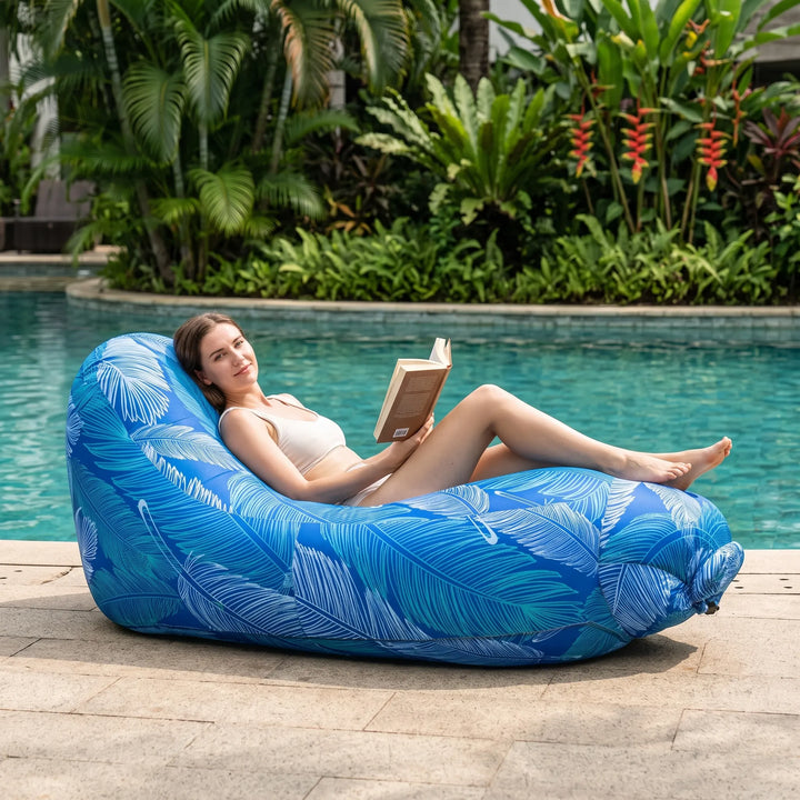 Comfortable inflatable outdoor lounge chair for ultimate relaxation in the garden or at the beach.