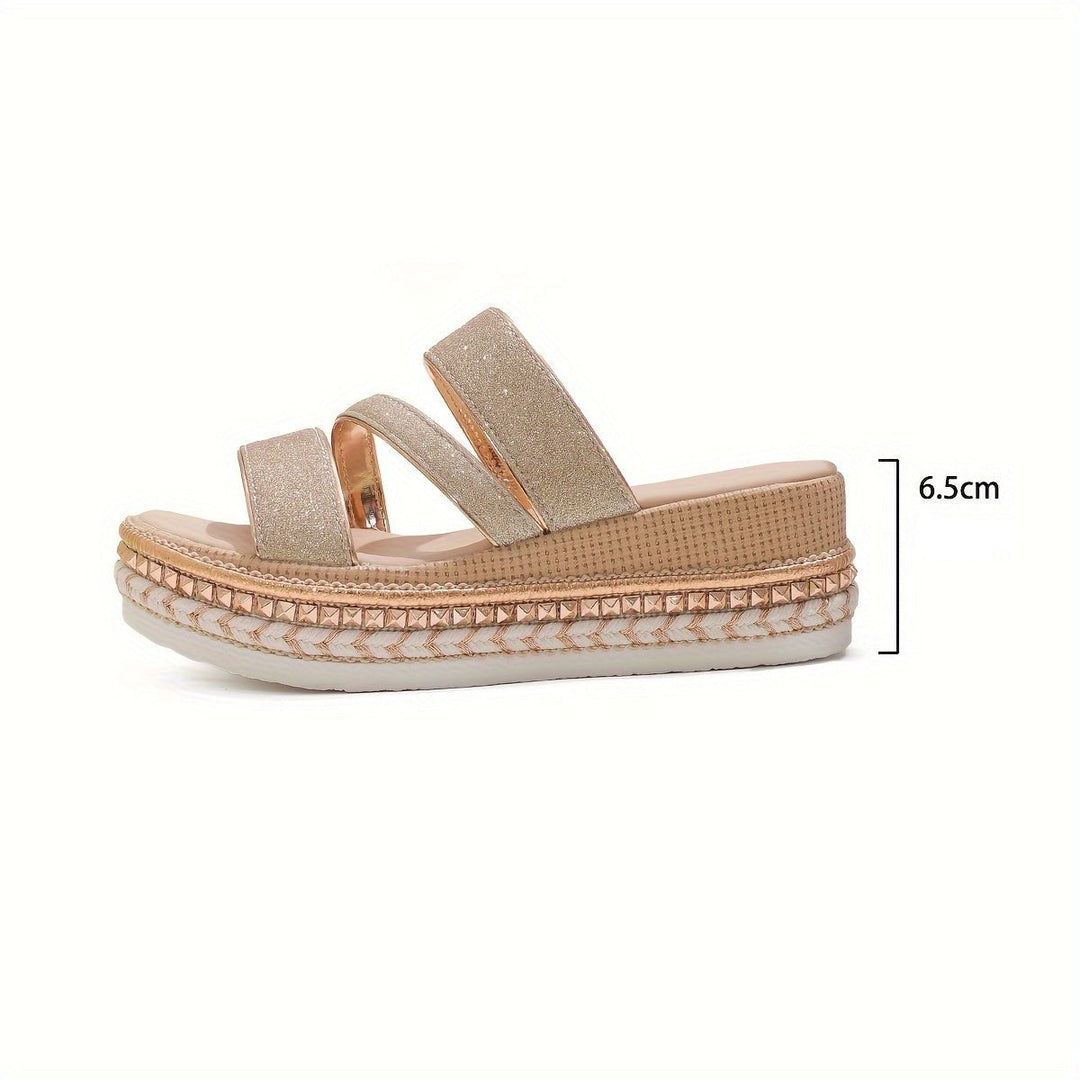 Chic women's flat casual beige sandals with simple design, perfect for comfortable everyday summer wear.