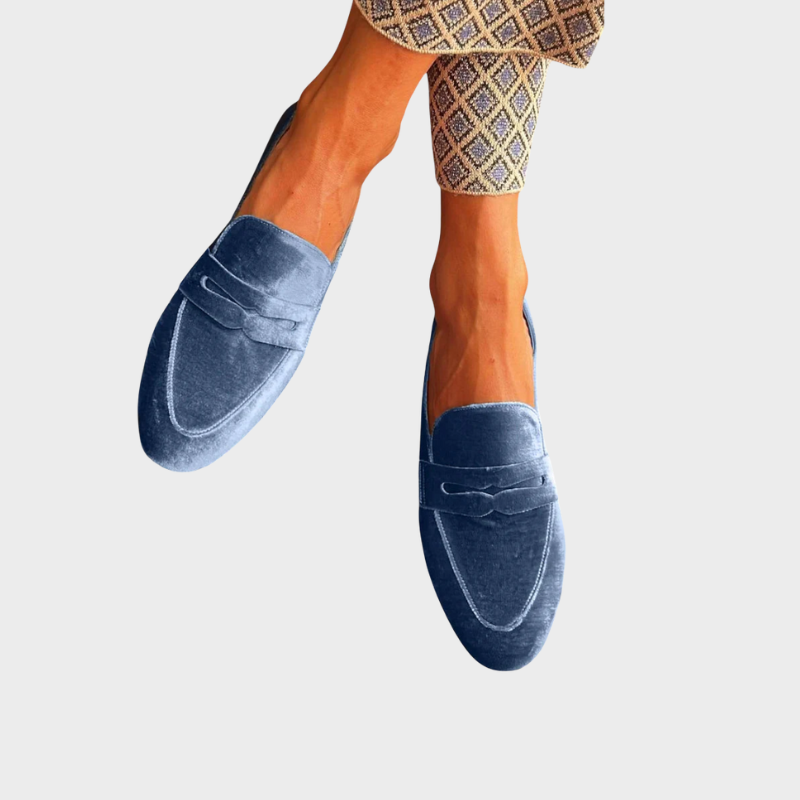 Comfortable women's blue slip-on loafers, perfect for everyday casual wear & versatile spring/summer fashion.