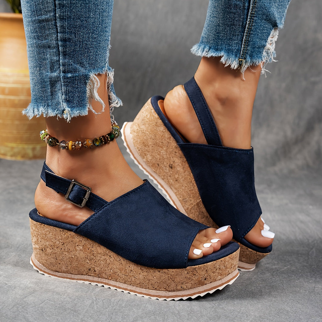Adjustable women's platform sandals, comfortable open-toe design for stylish summer casual footwear.