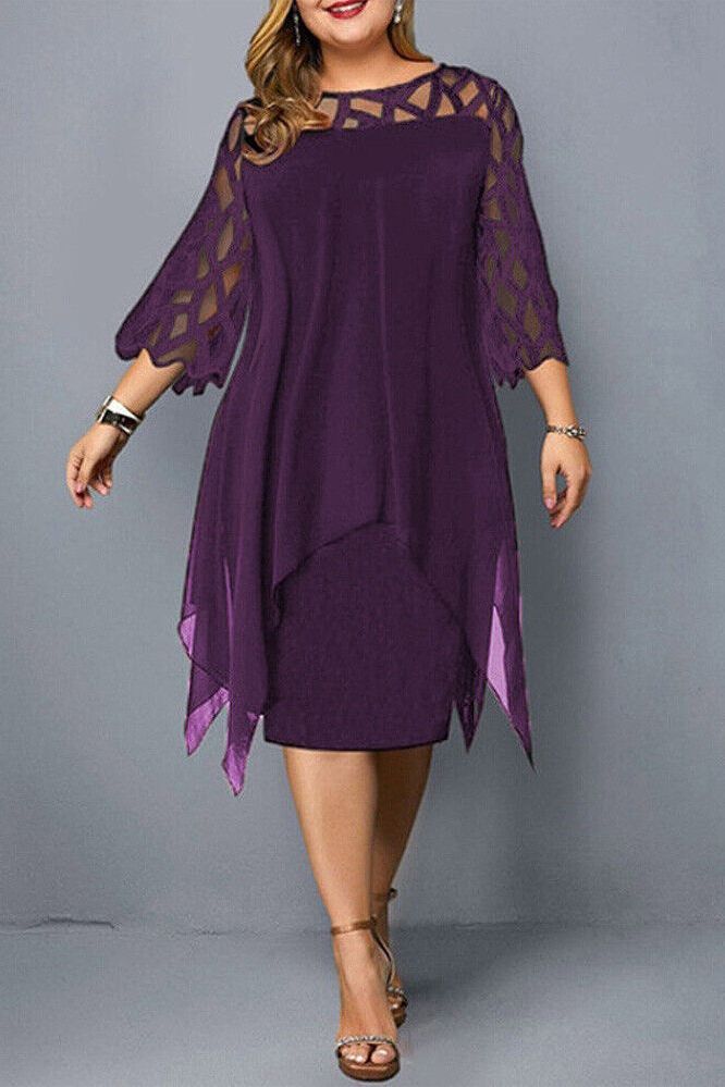 Comfortable women's stretch midi dress, perfect for versatile everyday wear and travel. Flattering and elegant.
