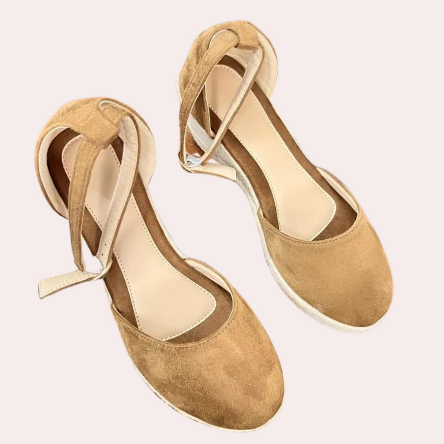 Alina women's comfortable wedge sandals with adjustable buckle strap, essential summer footwear.