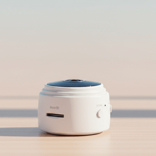 Compact 1080P HD security camera with night vision & app control for comprehensive home surveillance.
