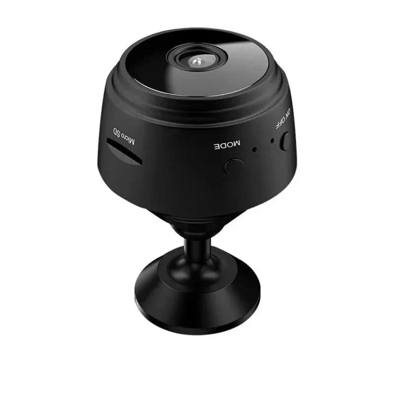 Modern compact 1080P HD security camera, wireless, with night vision and app for total home vigilance.