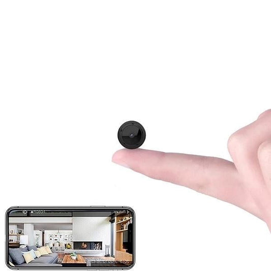 Compact 1080P HD WiFi home security camera with IR night vision for discreet surveillance.