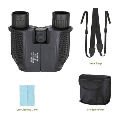 Lightweight travel binoculars with neck strap, ready for adventure