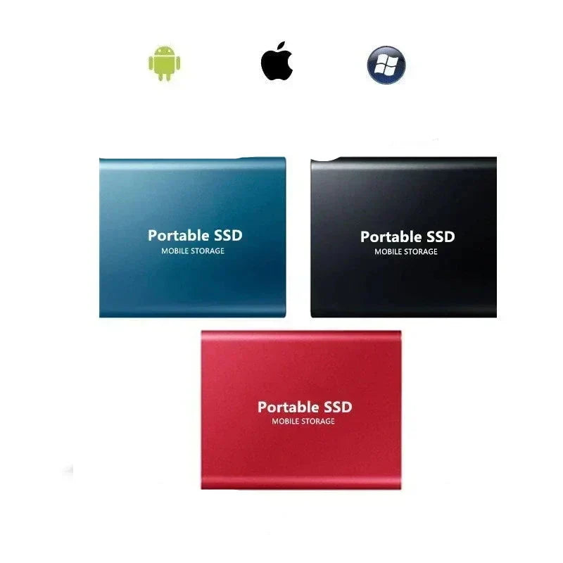 Sleek aluminum 128GB portable external SSD. Ultra-fast data storage & universal USB drive for travel tech.