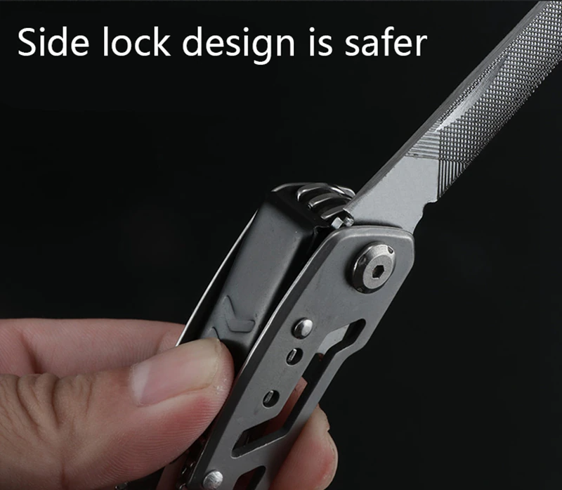 Multitool alongside other camping gear like a compass and rope, essential survival