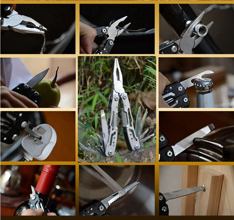 Pocket multitool with pliers and knife for outdoor enthusiasts, fishing gear