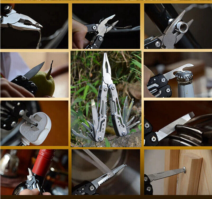 Pocket multitool with pliers and knife for outdoor enthusiasts, fishing gear