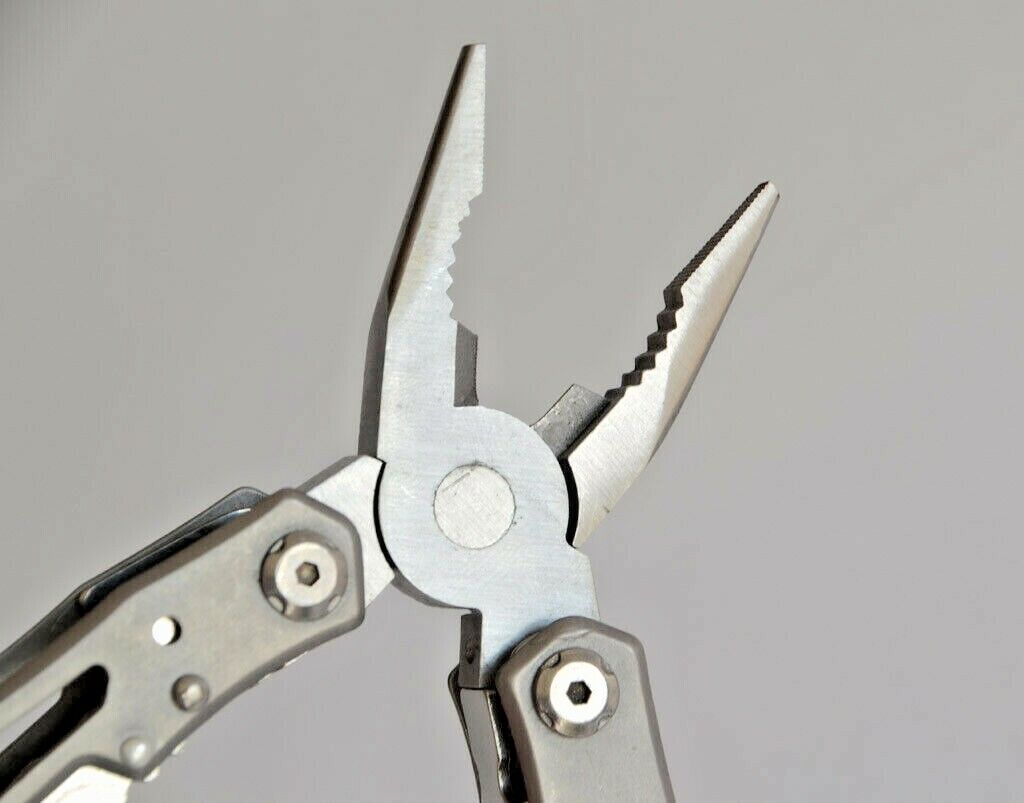 Survival gear multitool with built-in screwdriver and can opener, compact design
