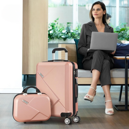 Compact 2-piece carry-on luggage set in old rose with spinner wheels, ideal for weekend trips.
