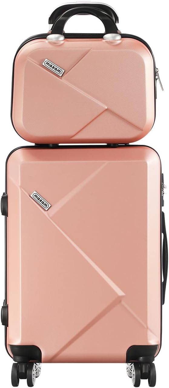 Modern old rose compact 2-piece carry-on luggage set with spinner wheels, ideal for quick getaways.