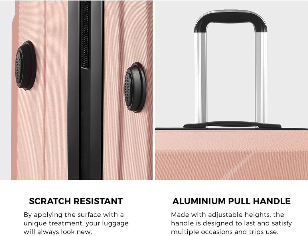 Versatile compact 2-piece carry-on luggage set in old rose, with spinner wheels for travel convenience.