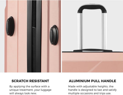 Versatile compact 2-piece carry-on luggage set in old rose, with spinner wheels for travel convenience.