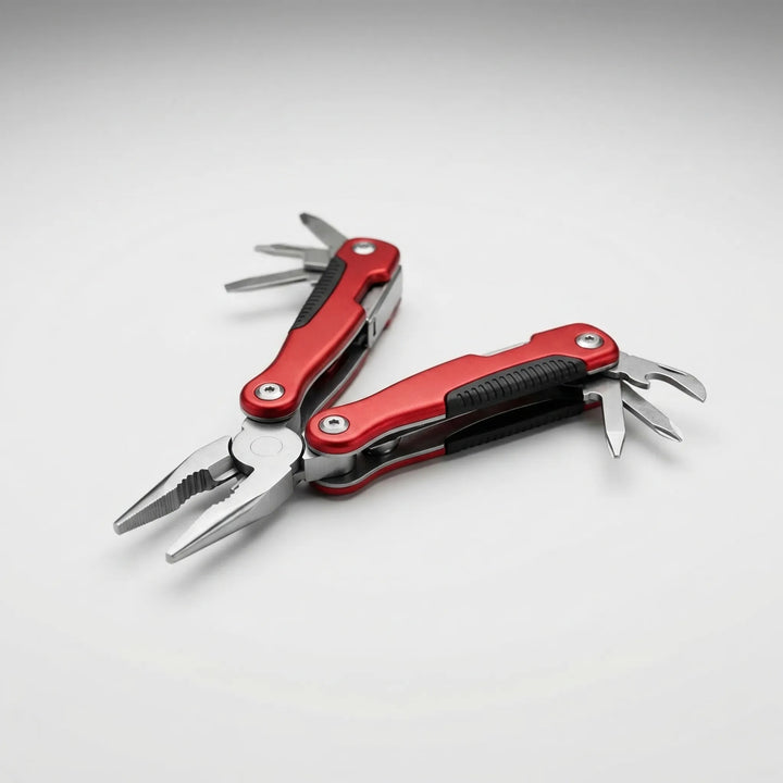 Durable 9-in-1 multi-tool for survival, camping, hiking. Essential compact folding utility pocket tool.