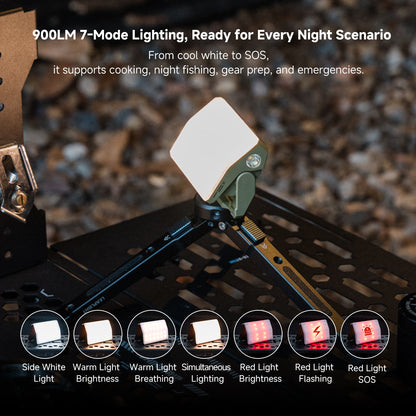 Portable lantern with 900 lumens brightness, compact design for camping and emergencies