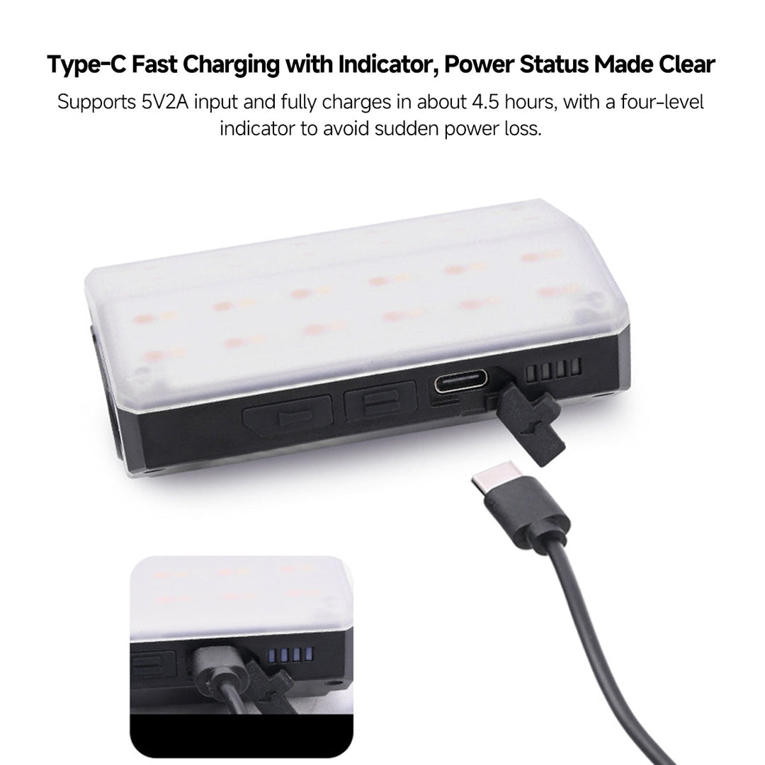 Hands-free camping light, 900LM, with built-in hook for hanging outdoor