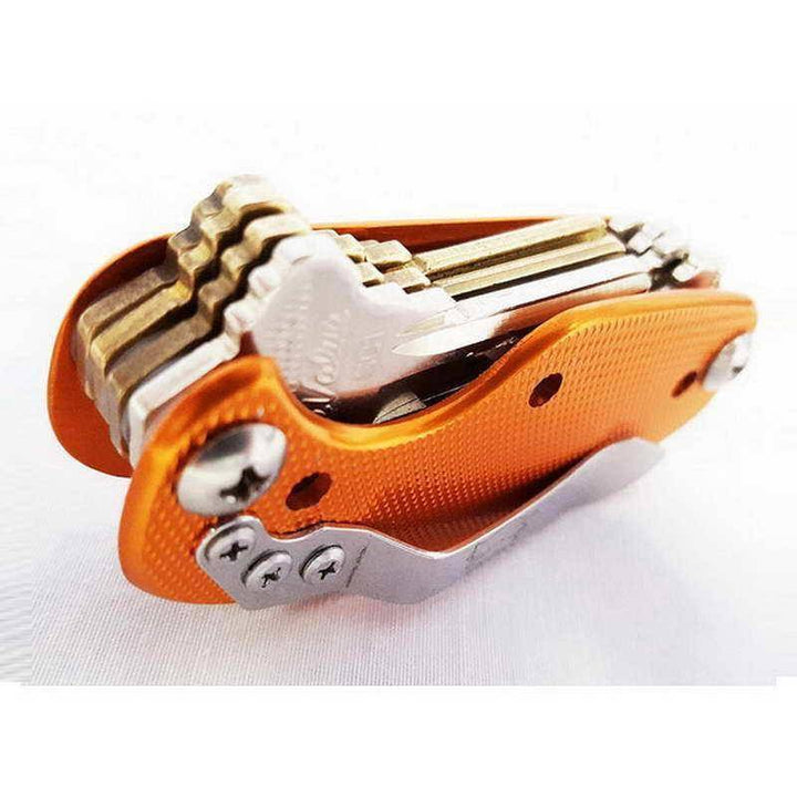 Folding aluminum key organizer, ultra-lightweight and compact, an essential EDC gadget for men and women.