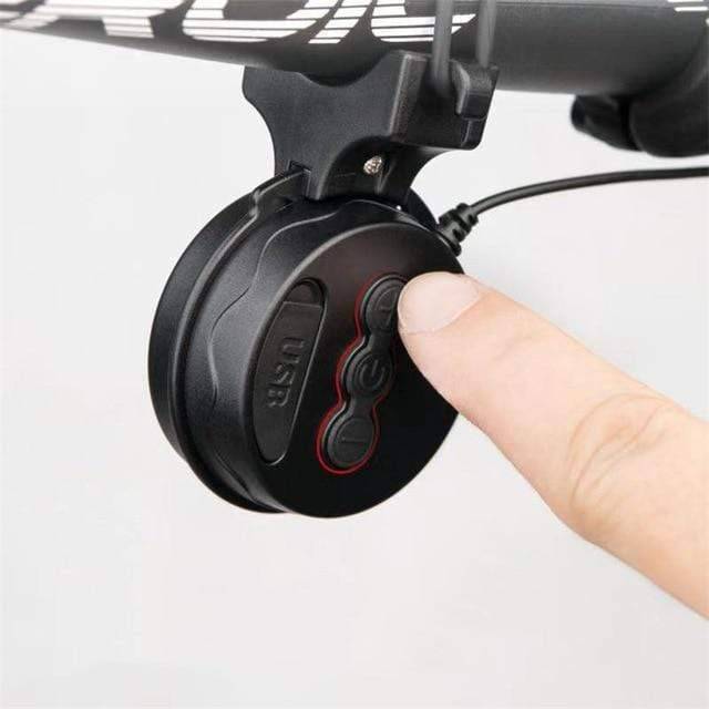 Waterproof and rechargeable electric bike horn, perfect for all weather conditions.