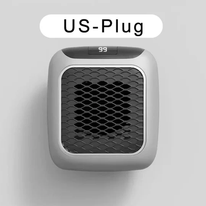 Portable mini space heater with ceramic heating & remote control. Ideal for desk or personal warmth, energy-efficient.