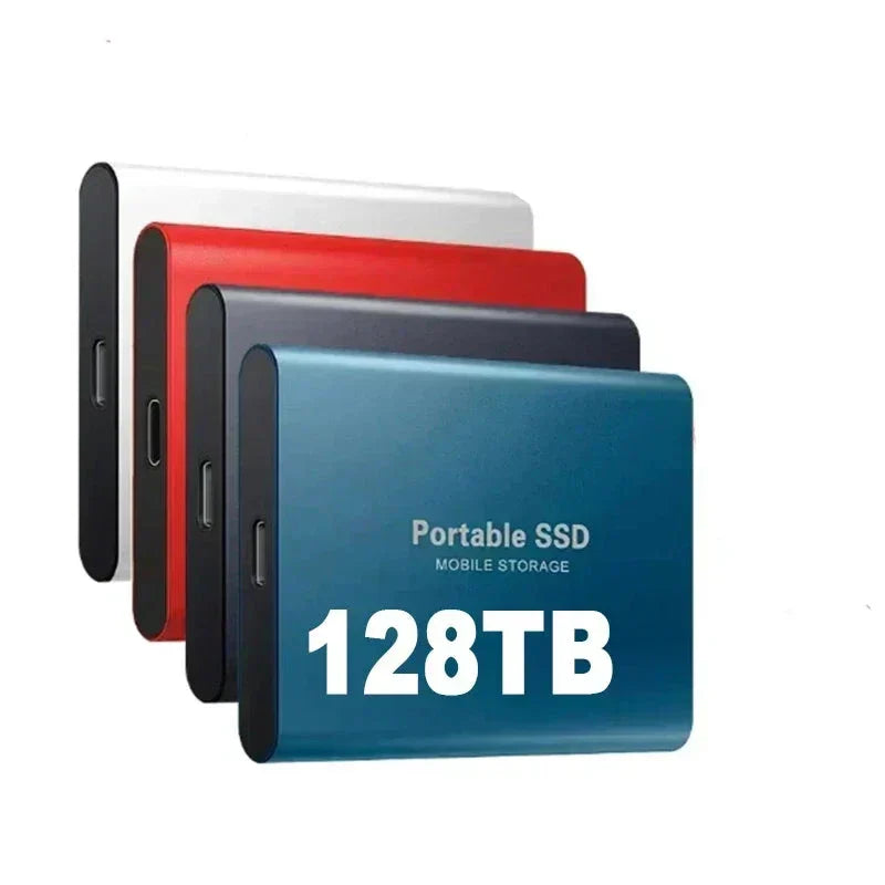 Compact external SSD drive with USB-C for high-speed data transfer and portable file backup.