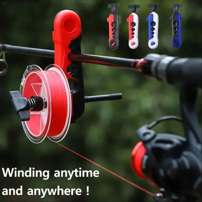 Compact fishing line winder for spinning and baitcasting reels, portable angler gear